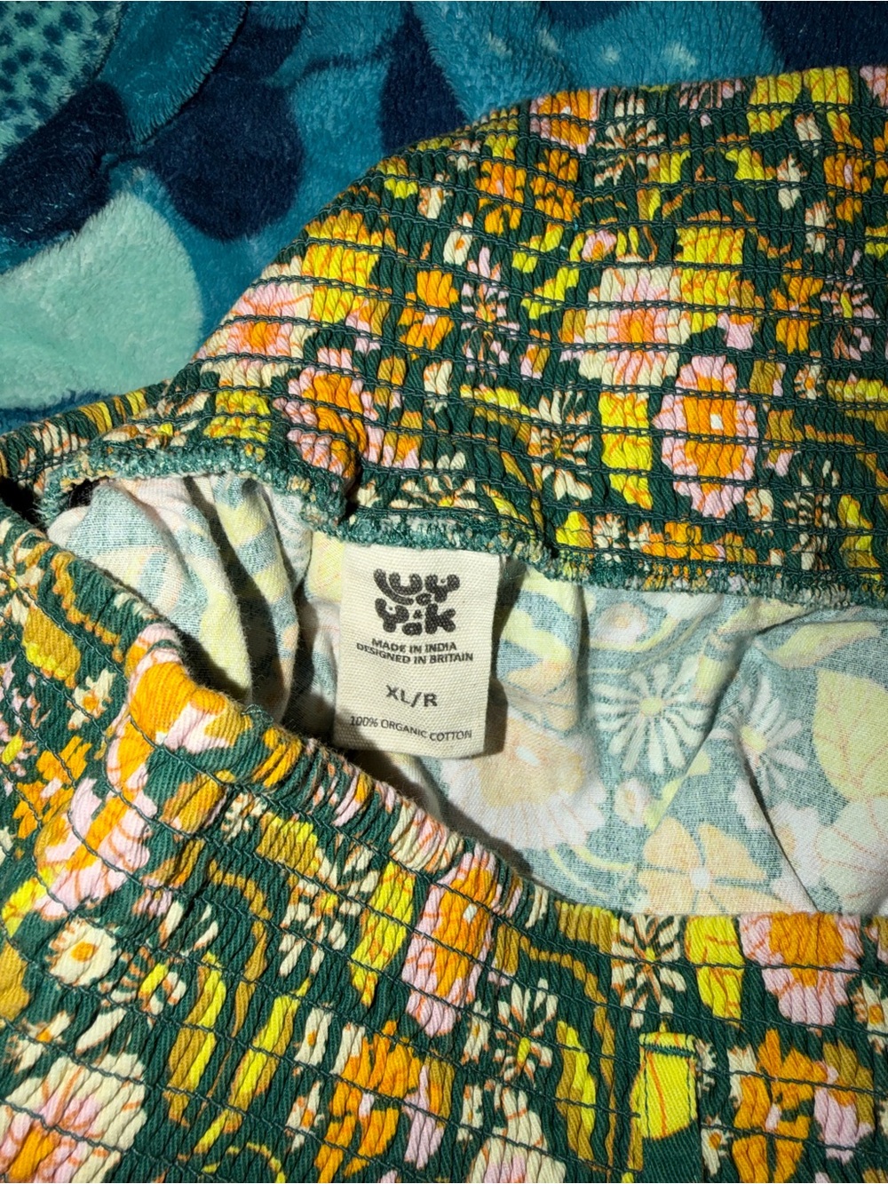 Lucy & Yak Floral Green & Yellow Wide Leg Pants - Picture 3 of 5